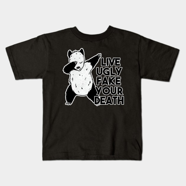 Live Ugly Fake Your Death Funny Dabbing opossum Kids T-Shirt by A Comic Wizard
